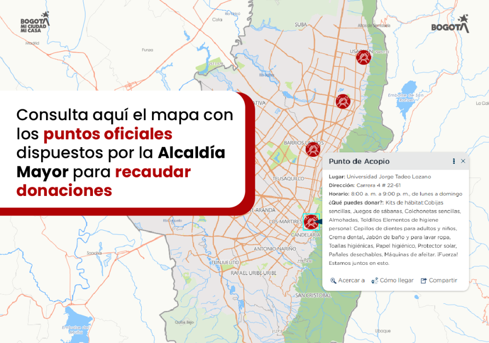 Centros de acopio para las donaciones que se entregarán a damnificados del terremoto