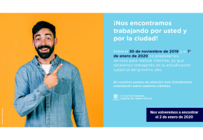 Trámites catastrales estarán suspendidos del 30 de noviembre de 2019 al 1° de enero de 2020