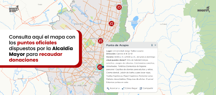 Consulta los puntos de acopio para donaciones en Bogotá
