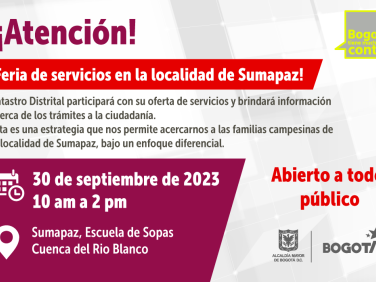 ¡Atención Feria de servicios en la localidad de Sumapaz!