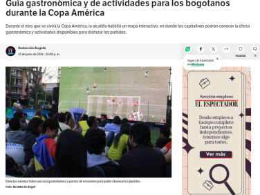 Guía gastronómica y de actividades para los bogotanos durante la Copa América